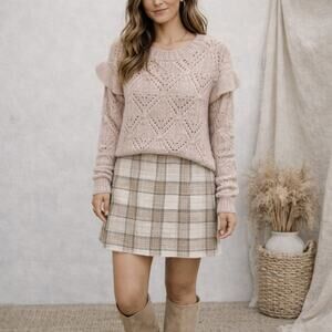 Feminine Pink Sweater with Ruffle Size S | Old Navy